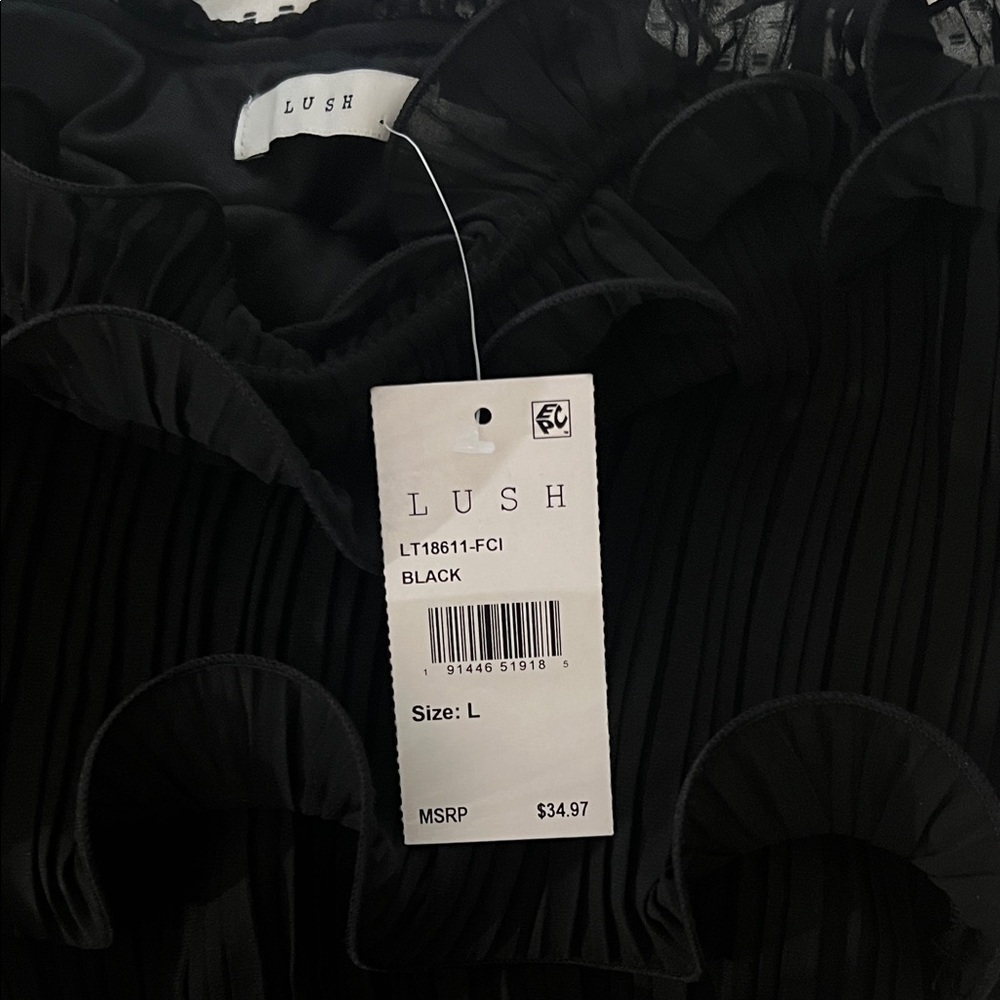 Lush Black Ruffled Camisole - Picture 3 of 5